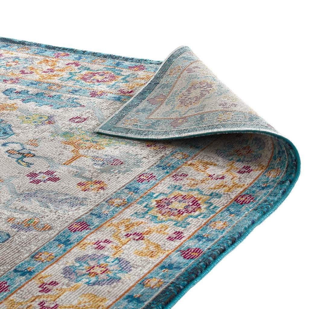 Success Anisah Distressed Floral Vintage Medallion 5x8 Area Rug by Modway