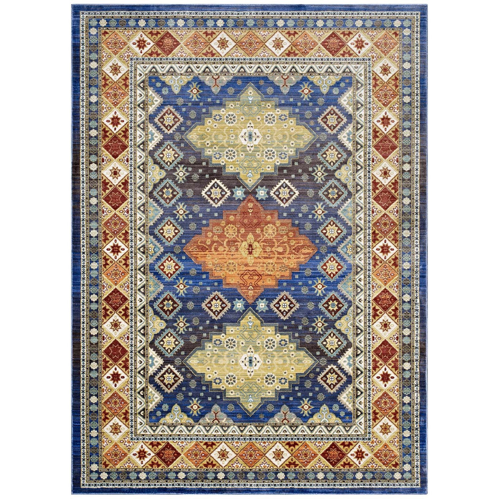Atzi Distressed Southwestern Diamond Floral 8x10 Area Rug by Modway