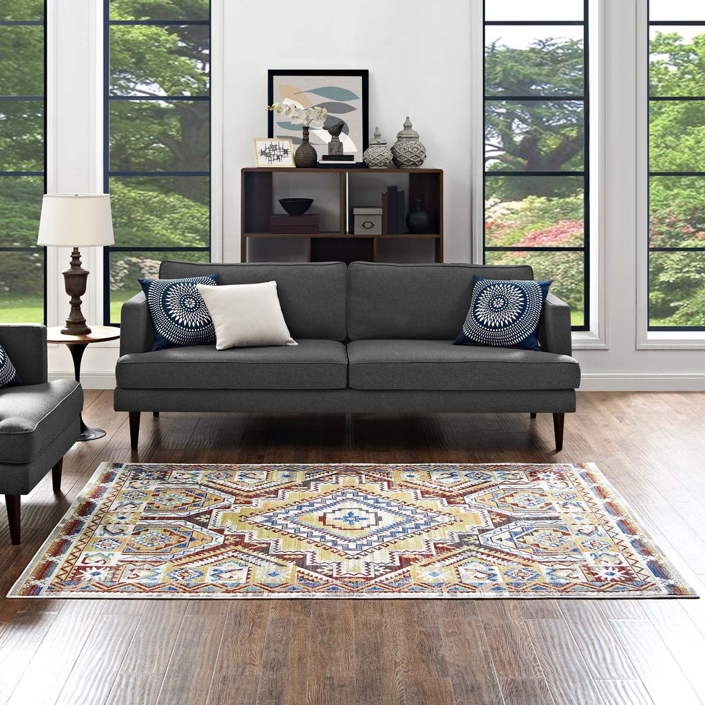 Florita Distressed Southwestern Aztec 5x8 Area Rug by Modway
