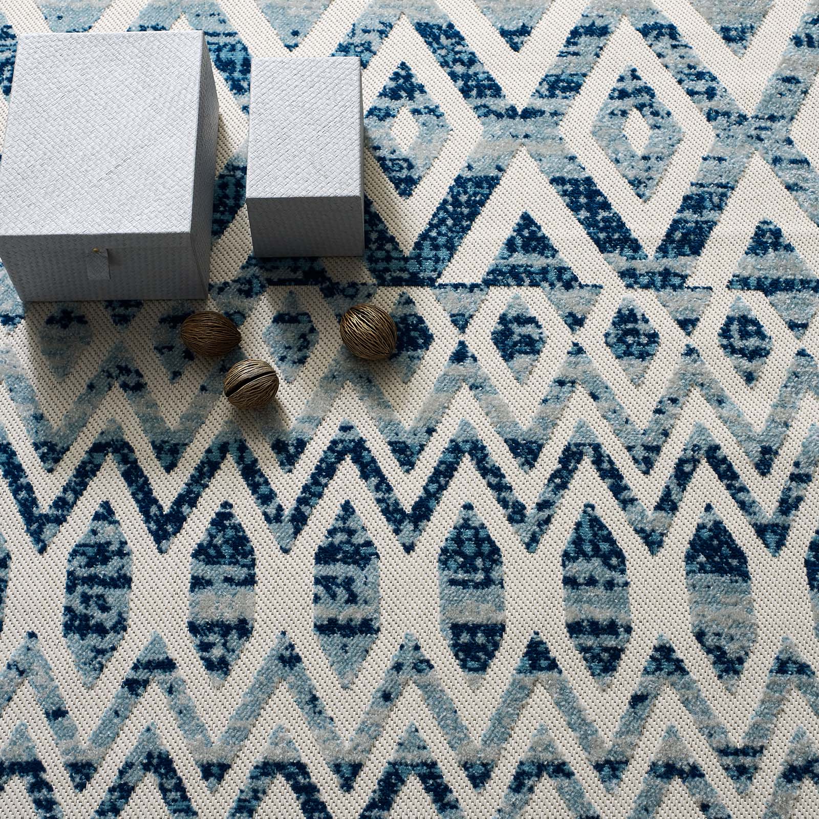 Reflect Tamako Diamond and Chevron Moroccan Trellis 8x10 Indoor / Outdoor Area Rug by Modway