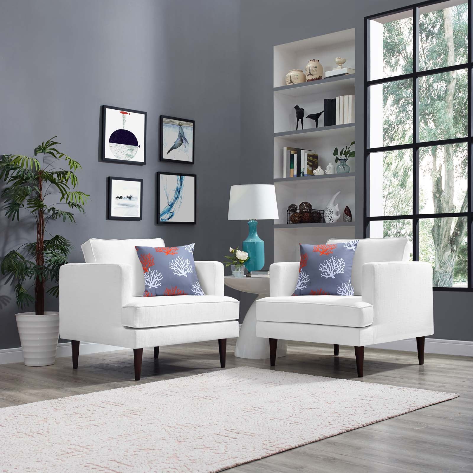 Agile Upholstered Fabric Armchair Set of 2 by Modway