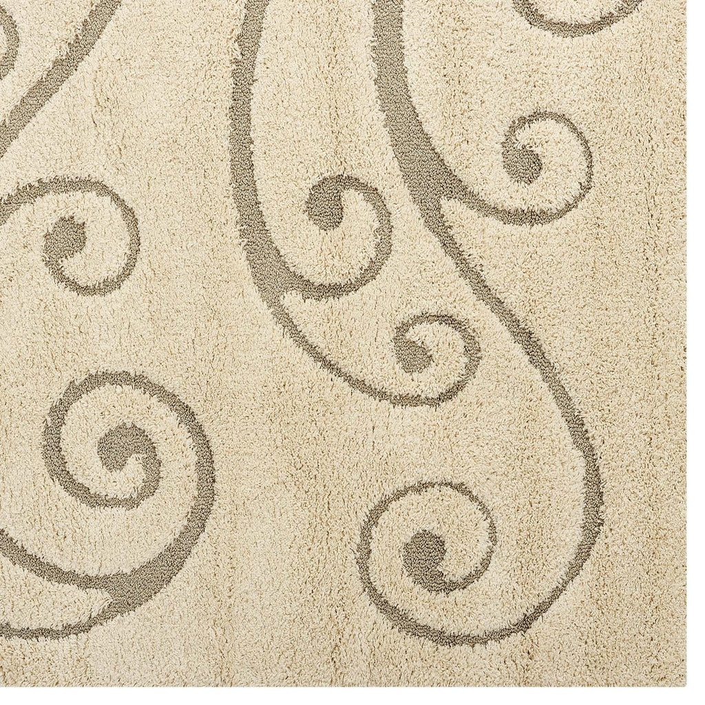 Jubilant Sprout Scrolling Vine Shag 5x8 Area Rug by Modway