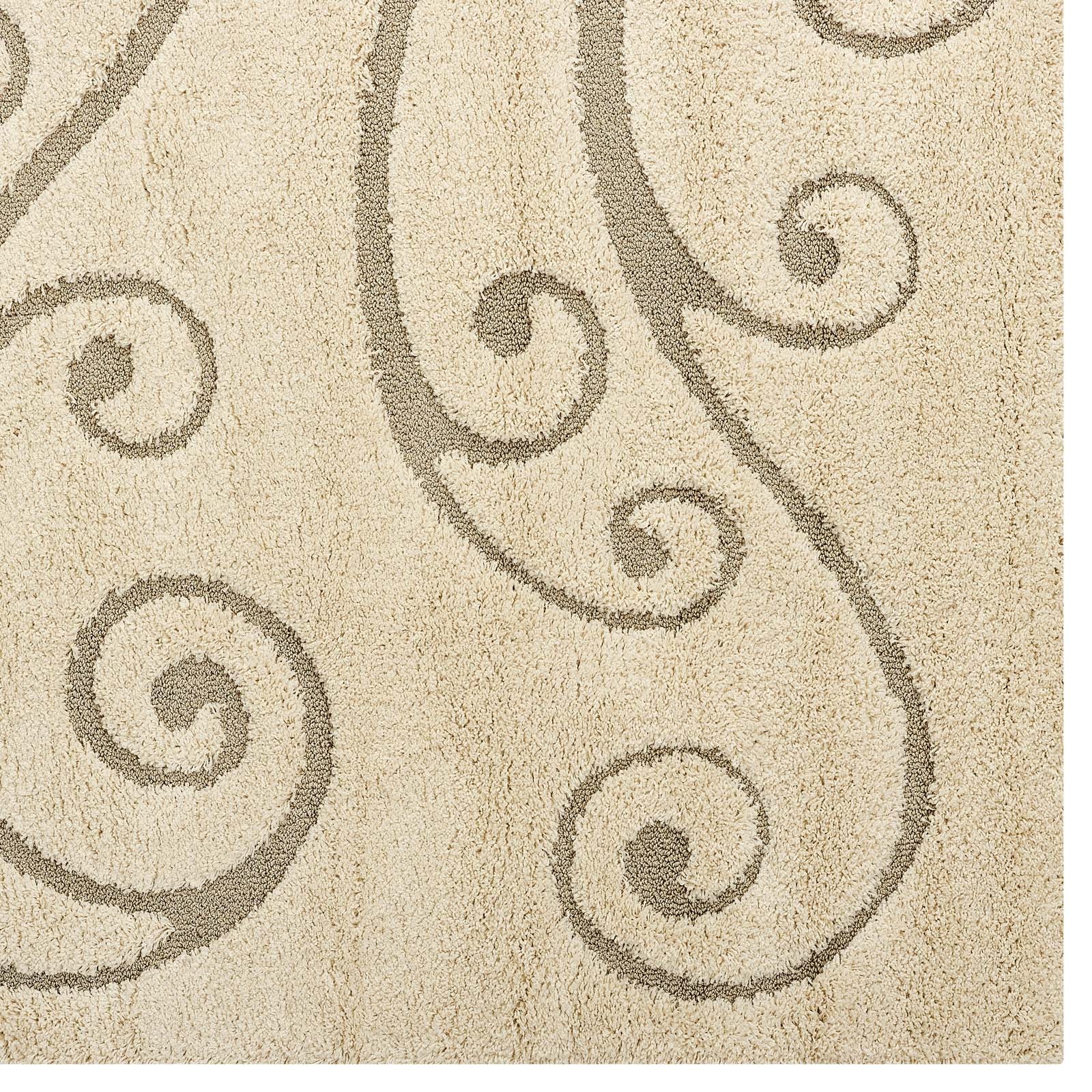 Jubilant Sprout Scrolling Vine Shag 5x8 Area Rug by Modway