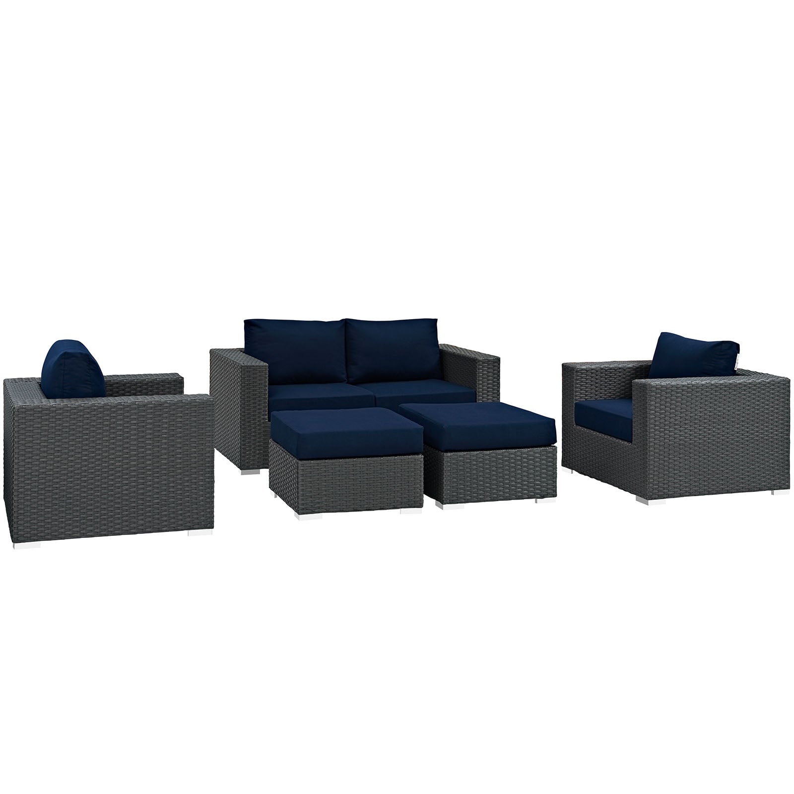 Sojourn 5 Piece Outdoor Patio Sunbrella¨ Sectional Set by Modway