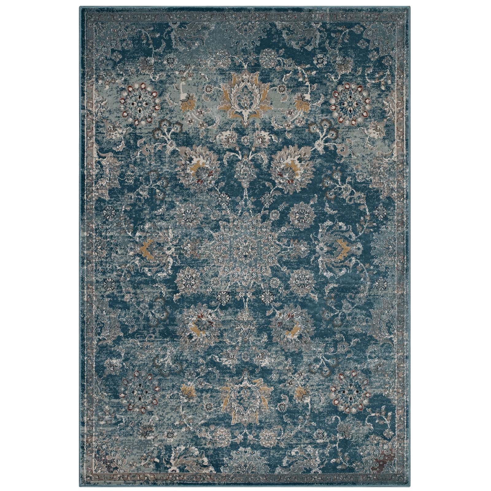 Cynara Distressed Floral Vintage Medallion 5x8 Area Rug by Modway