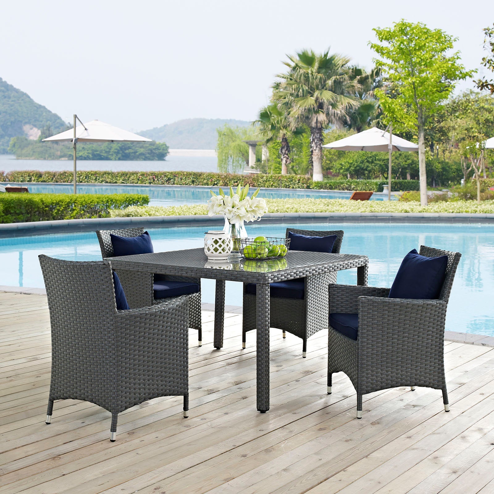 Sojourn 4 Piece Outdoor Patio Sunbrella¨ Dining Set by Modway