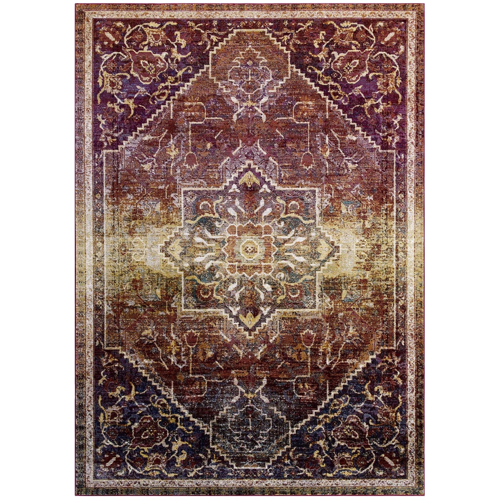 Success Kaede Transitional Distressed Vintage Floral Vintage Medallion 4x6 Area Rug by Modway