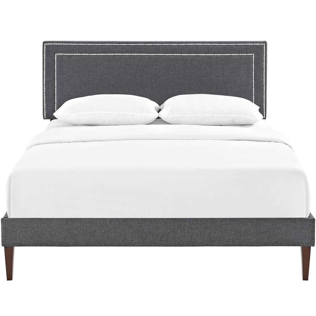 Virginia Fabric Queen Platform Bed with Squared Tapered Legs by Modway