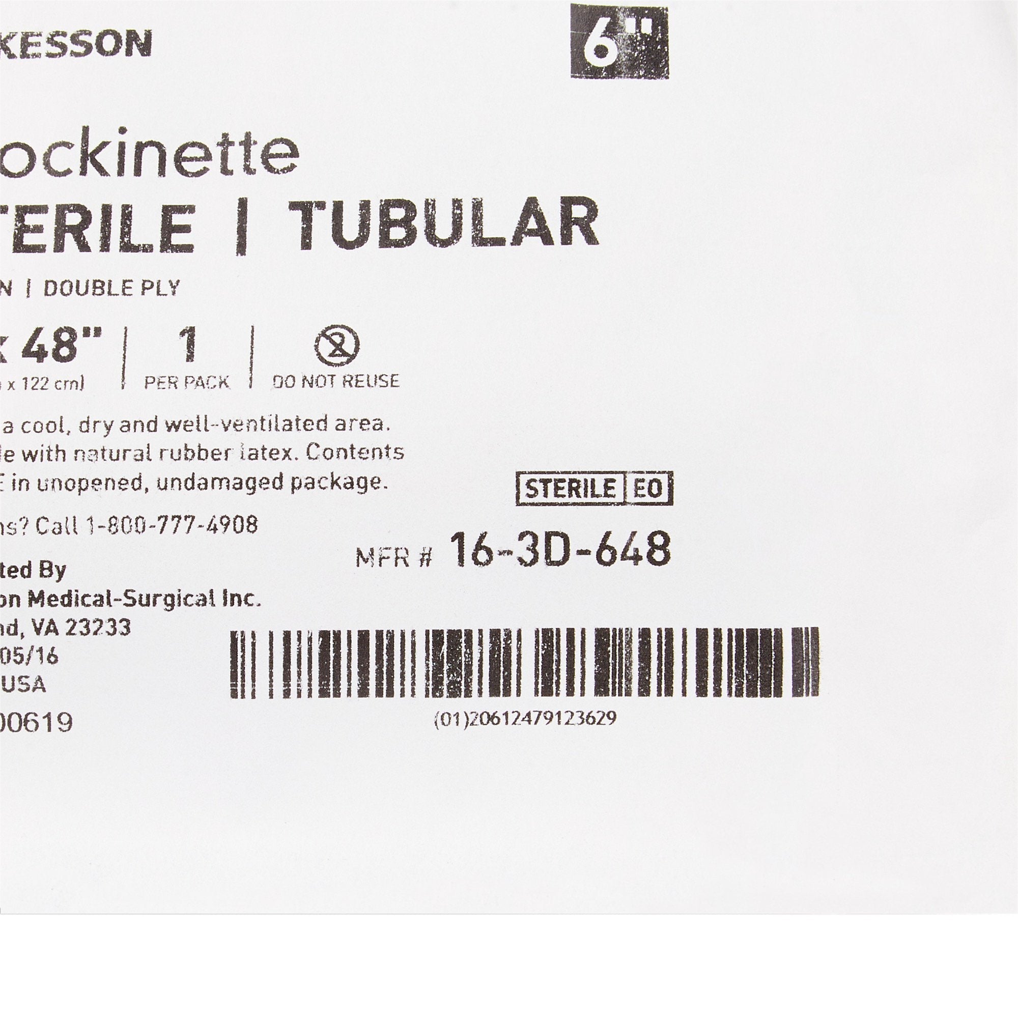 McKesson Beige Cotton Tubular Stockinette, 6 x 48 Inch 16-3D-648