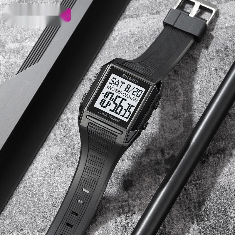 Lightweight Waterproof And Luminous Square Electronic Sports Watcha Classic And Stylish Choice