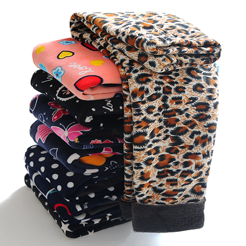 Childrens Printed Slim-fit Warm Pants Long Outerwear Trousers For Older Kids