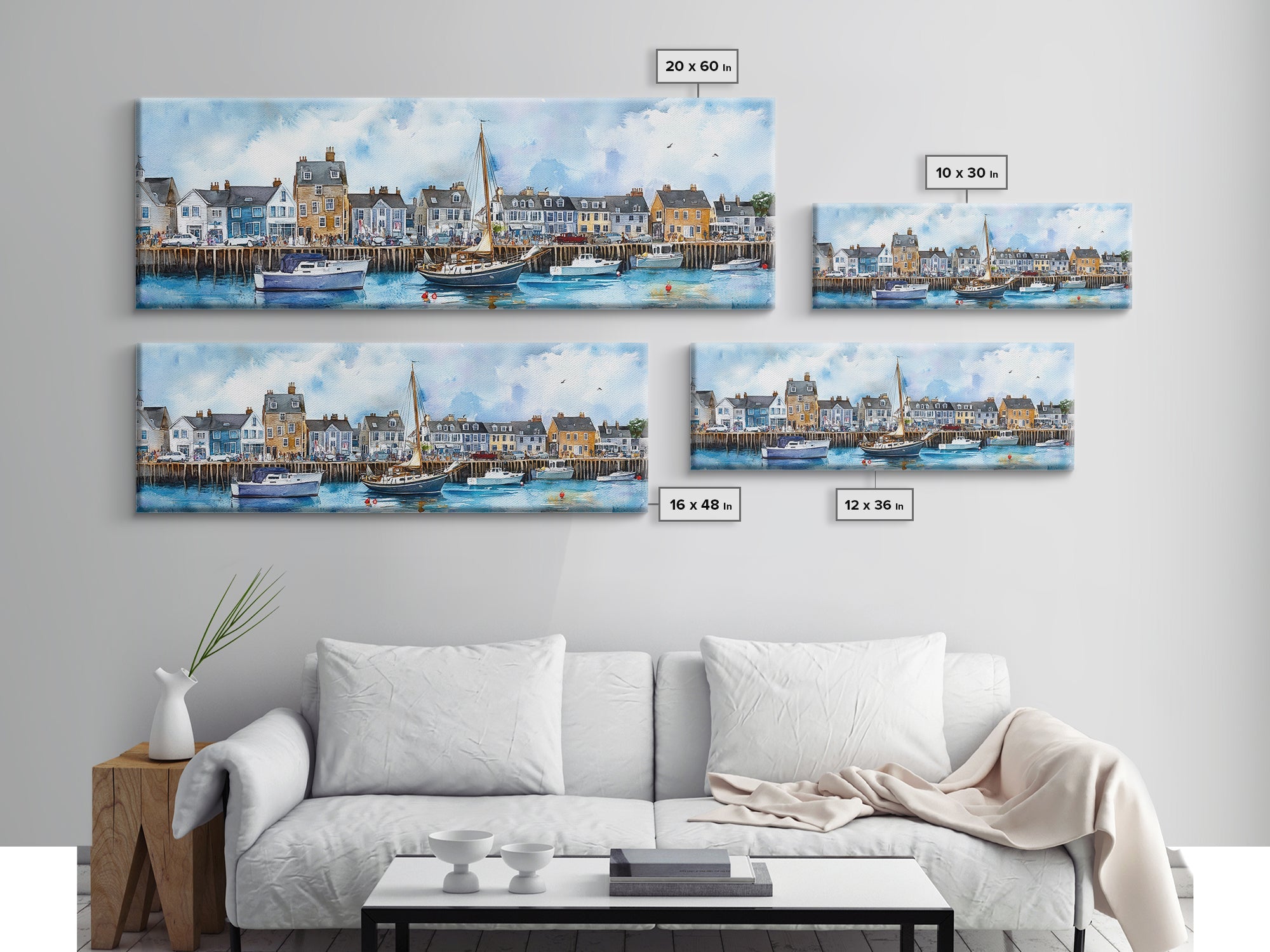 Nantucket Massachusetts Wall Art Framed Canvas Print, Nantucket Painting, Nantucket Nautical Decor, Nautical Landscape Painting