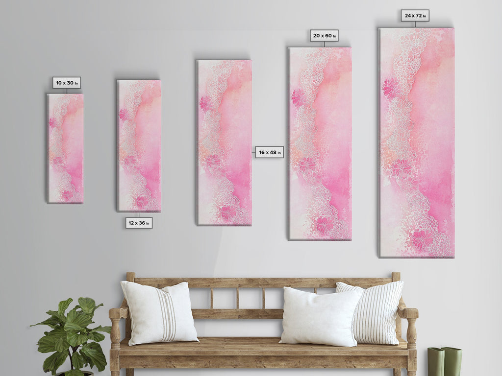 Pink Lace Canvas Print Light Pink Abstract Art Feminine Minimalist Bedroom Decor Vertical Wall Art Wabi Sabi Art Rustic Home Gift Idea