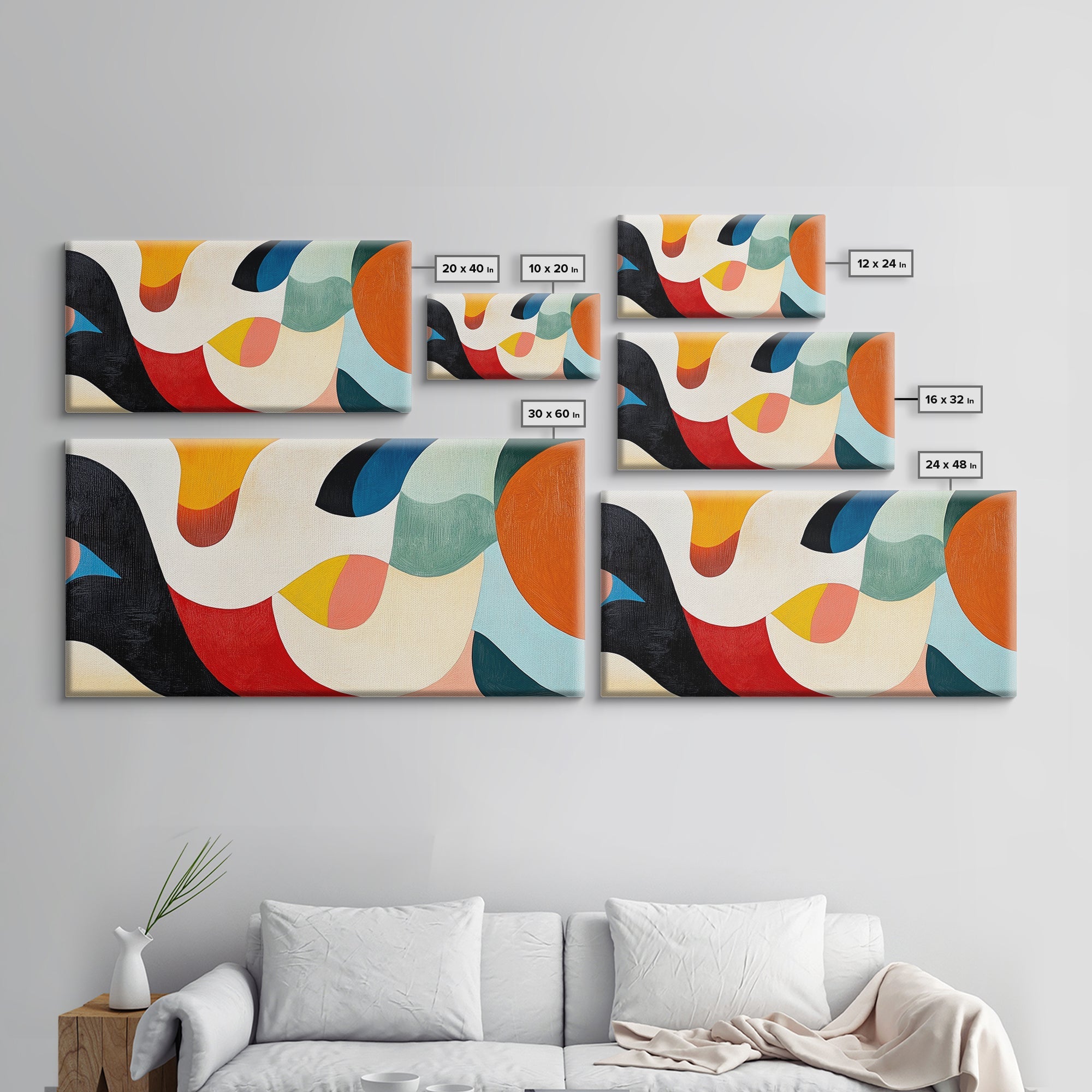 Minimalist Abstract Framed Canvas Print Geometric Rustic Wall Art Sage Green Wall Art Modern Decor Horizontal Wall Art Tall Narrow Art