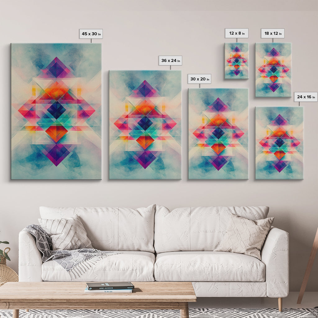 Sacred Geometry Art Framed Canvas Print Sacred Patterns Wall Decor Moody Abstract Geometric Wall Art Living Room Zen Artwork Gift