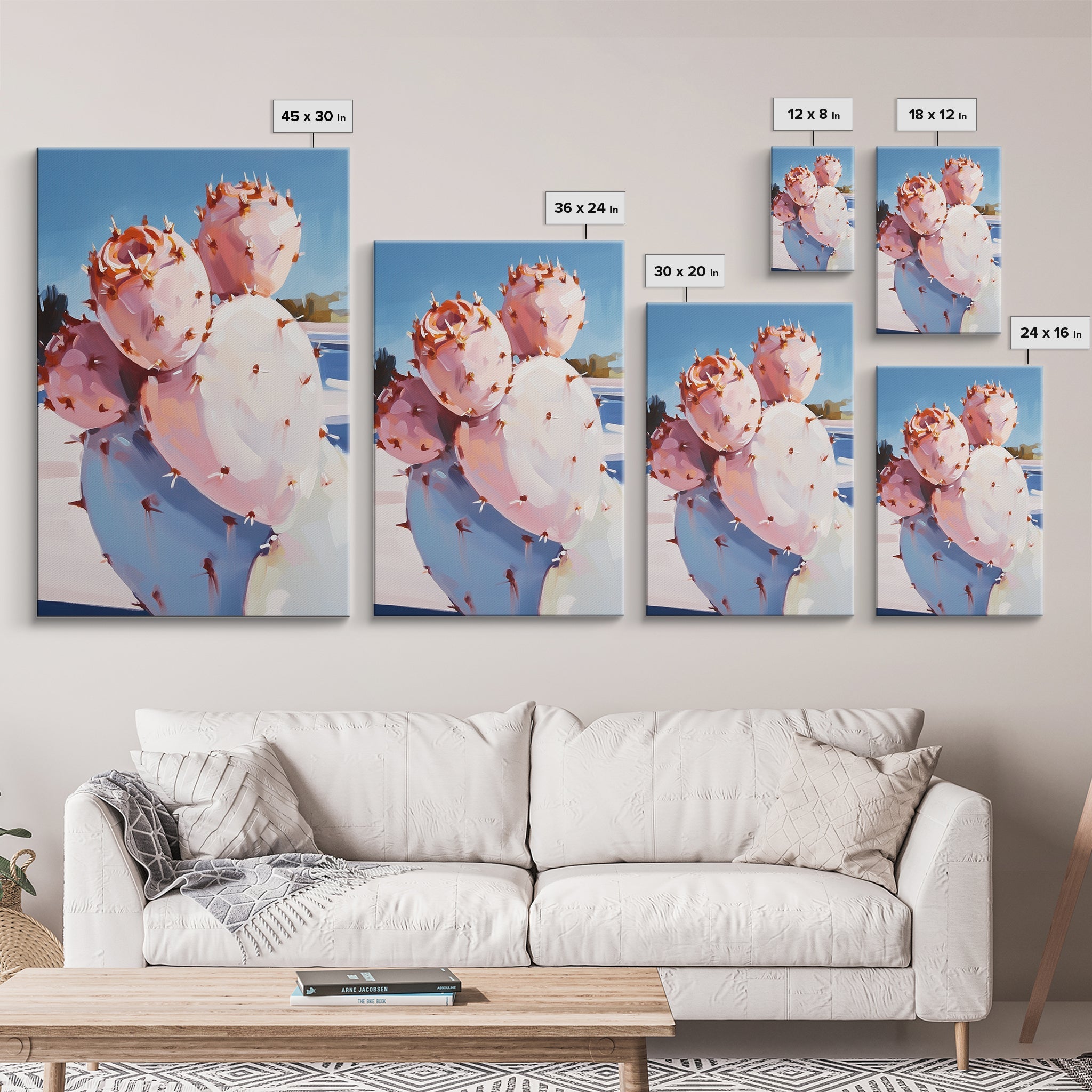 Cactus Bloom, Southwest Decor, Desert Art, Succulent Painting, Nature Inspired, Earthy Tones, Framed Canvas Print, Bedroom