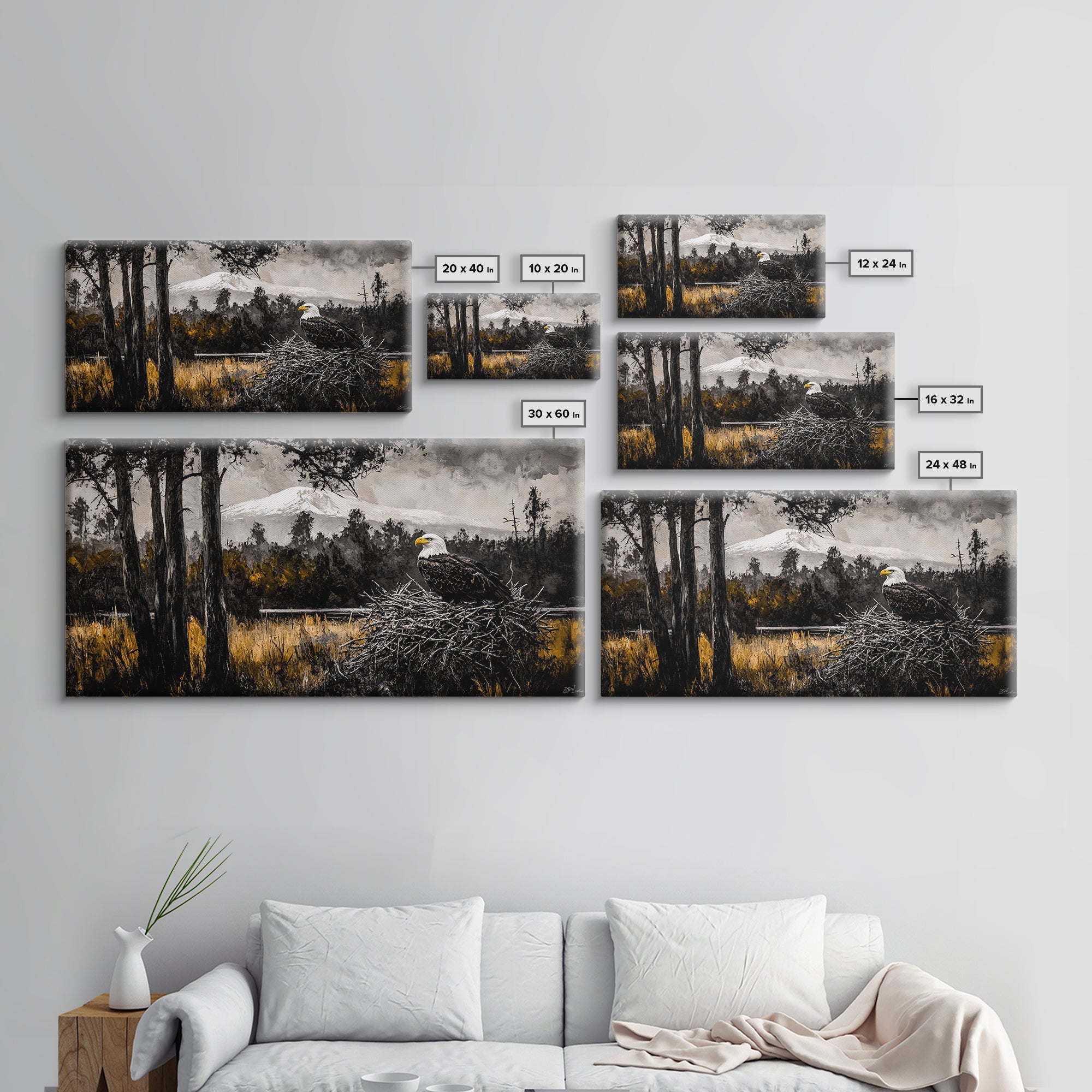 Majestic Bald Eagle, Wildlife Forest Art, American Patriot Decor, Nature Lover Wall Art, Cabin Artwork, Western Lodge Style, Canvas Print