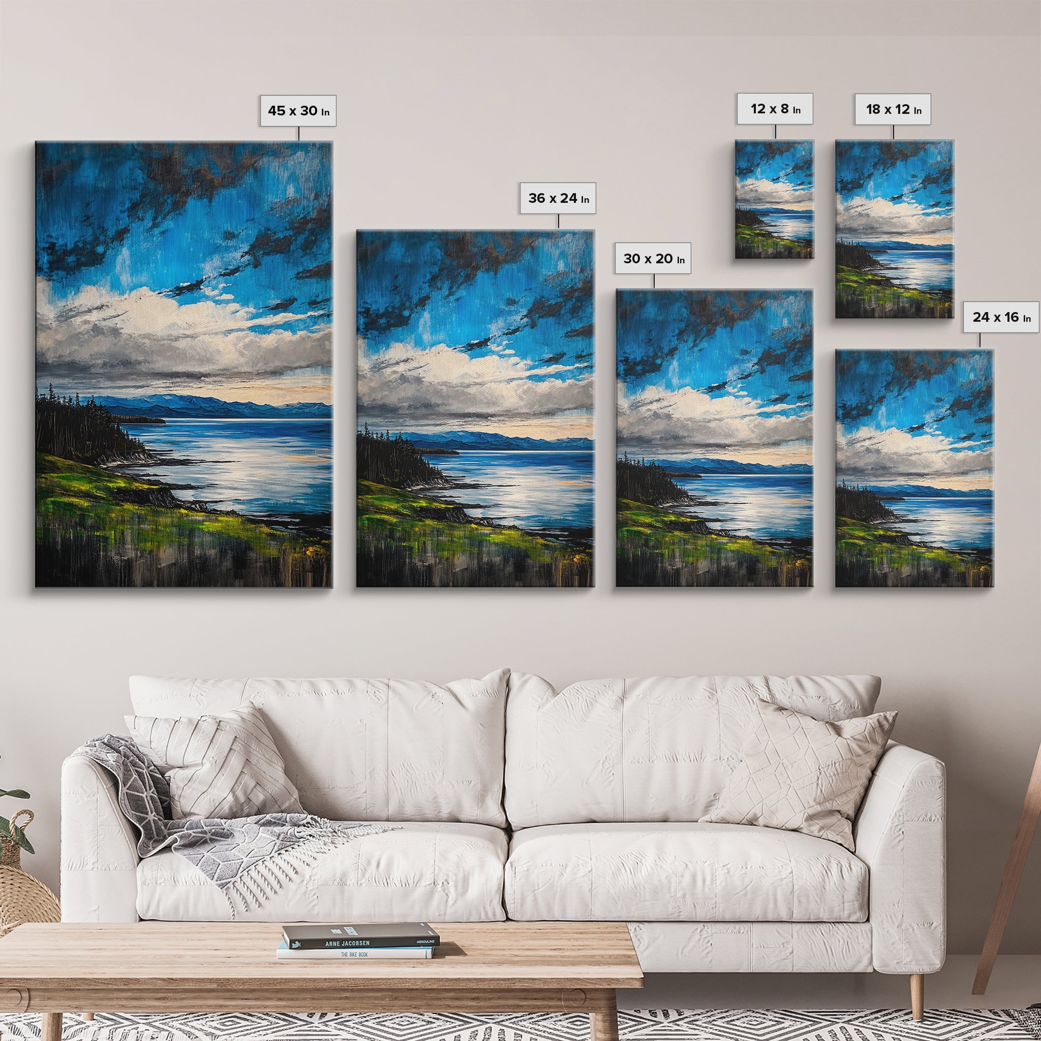 Mountain Lake Art, Nature Print, Landscape Decor, Tranquil Water View, Living Room Wall Art, Cabin Aesthetic, Framed Canvas Print