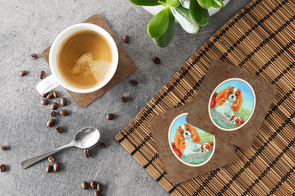 Cavalier Spaniel Momma's Love Foam Coasters Set of 4 Cup Coasters for Indoor Outdoor, Tabletop Protection, Anti Slip, Mouse pad Material