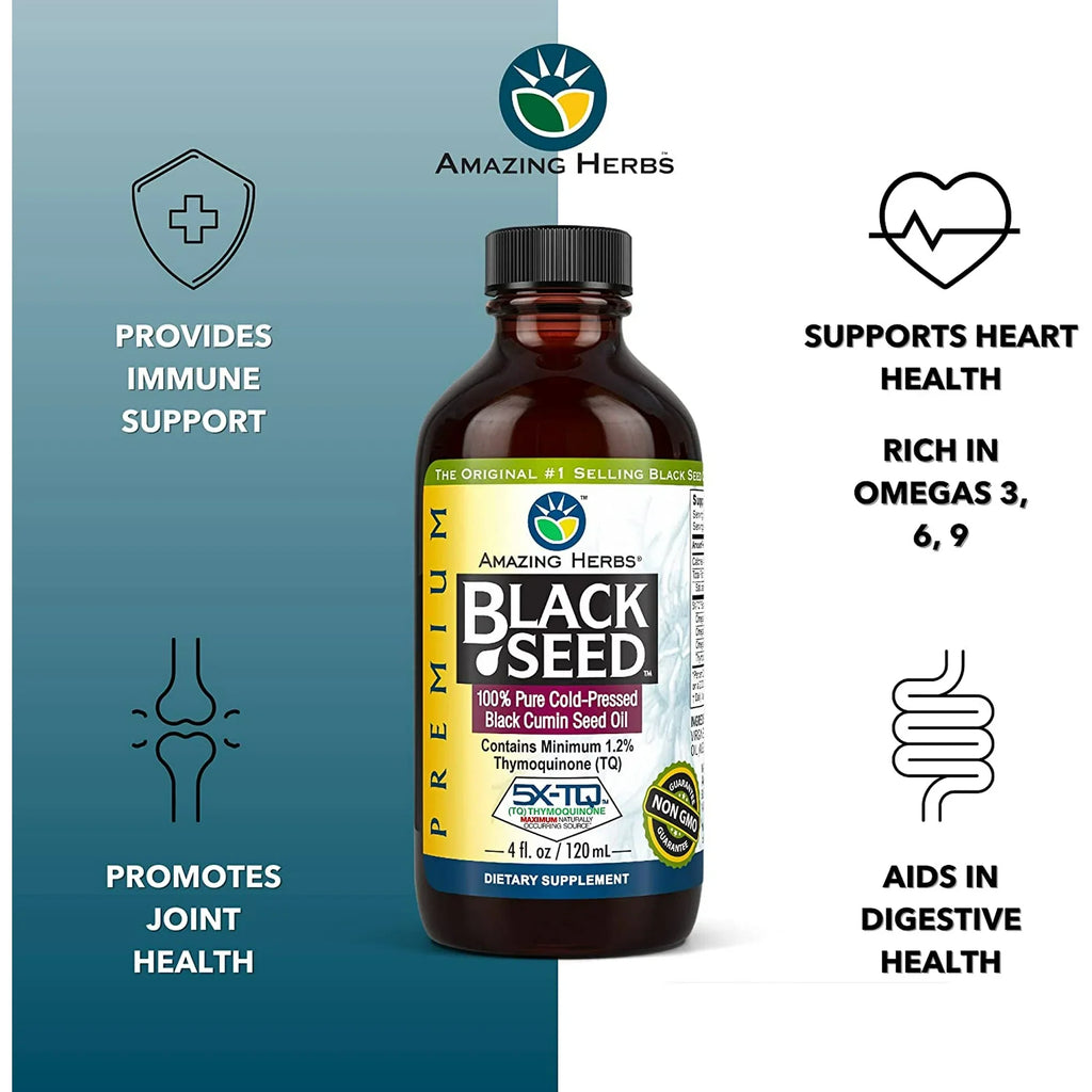 Amazing Herbs Black Seed & Flaxseed Oil Blend, 8 fl oz, Pack of 3
