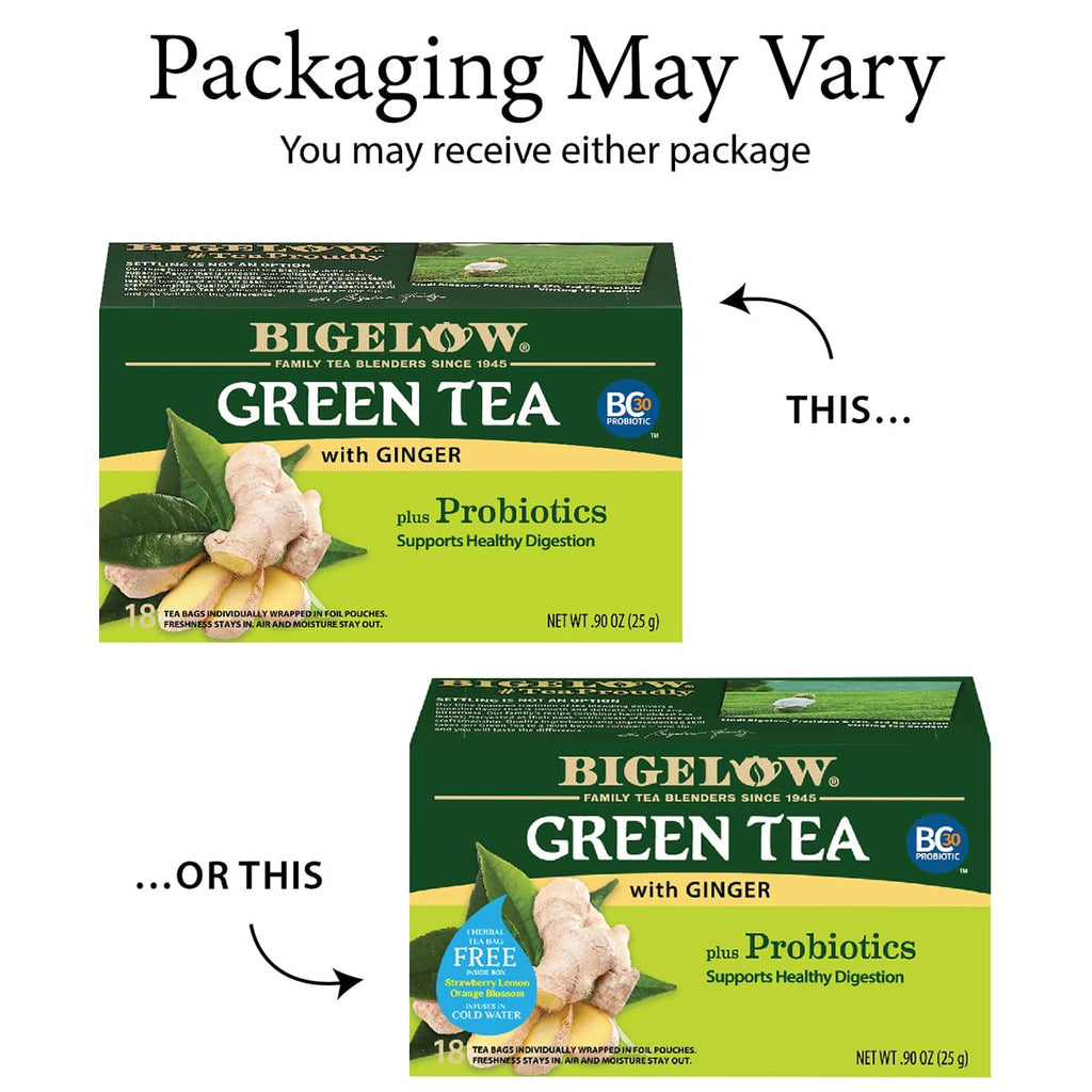 Bigelow Green Tea with Ginger, 18 Tea Bags, Case of 6