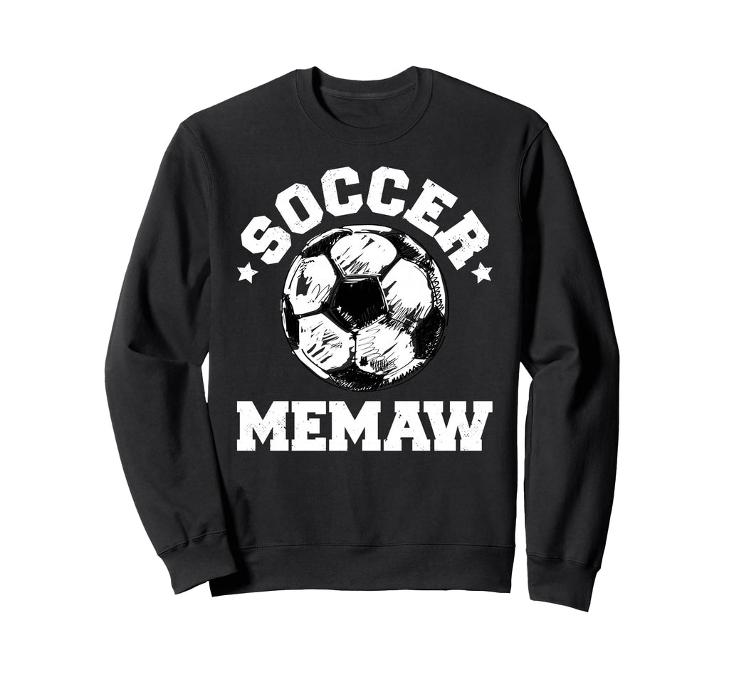 Soccer Memaw Soccer Ball Distressed Sweatshirt - Unique Graphic Men Women
