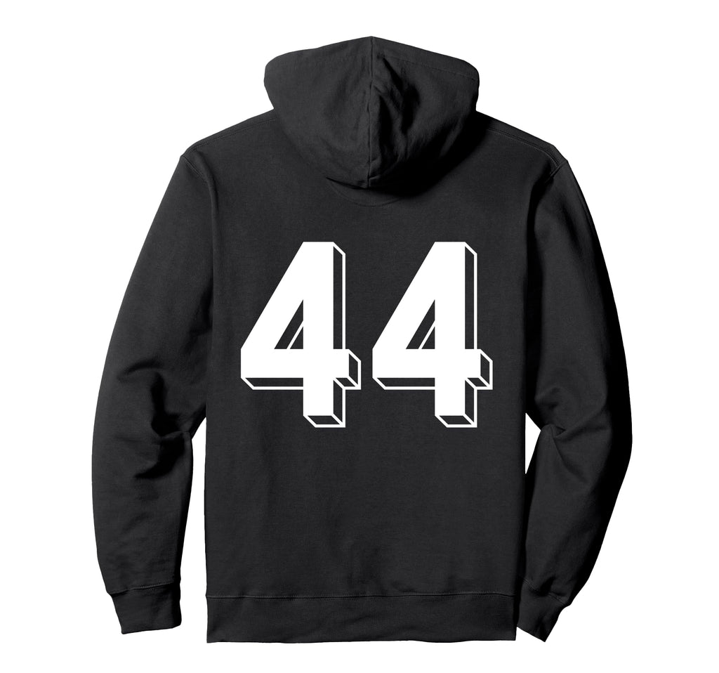 Number 44 Backside 80S 90S Team Hoodie - Casual Everyday Wear for Adults