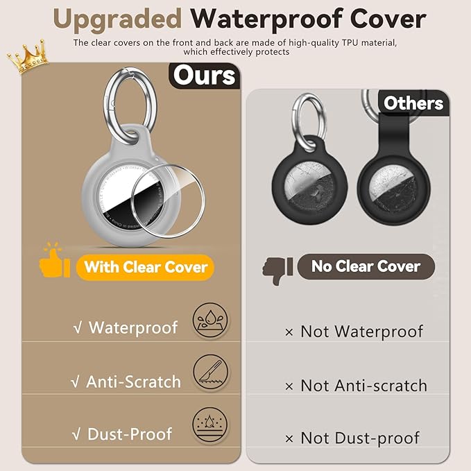 Upgrade Waterproof 2 Pack Airtags Holder with Apple Airtags Keychain, Hard PC Air Tag Case, Anti-Scratch & Shock Air tag Holder, Men's Women's Keyrings & Keychains-Blue+Grey