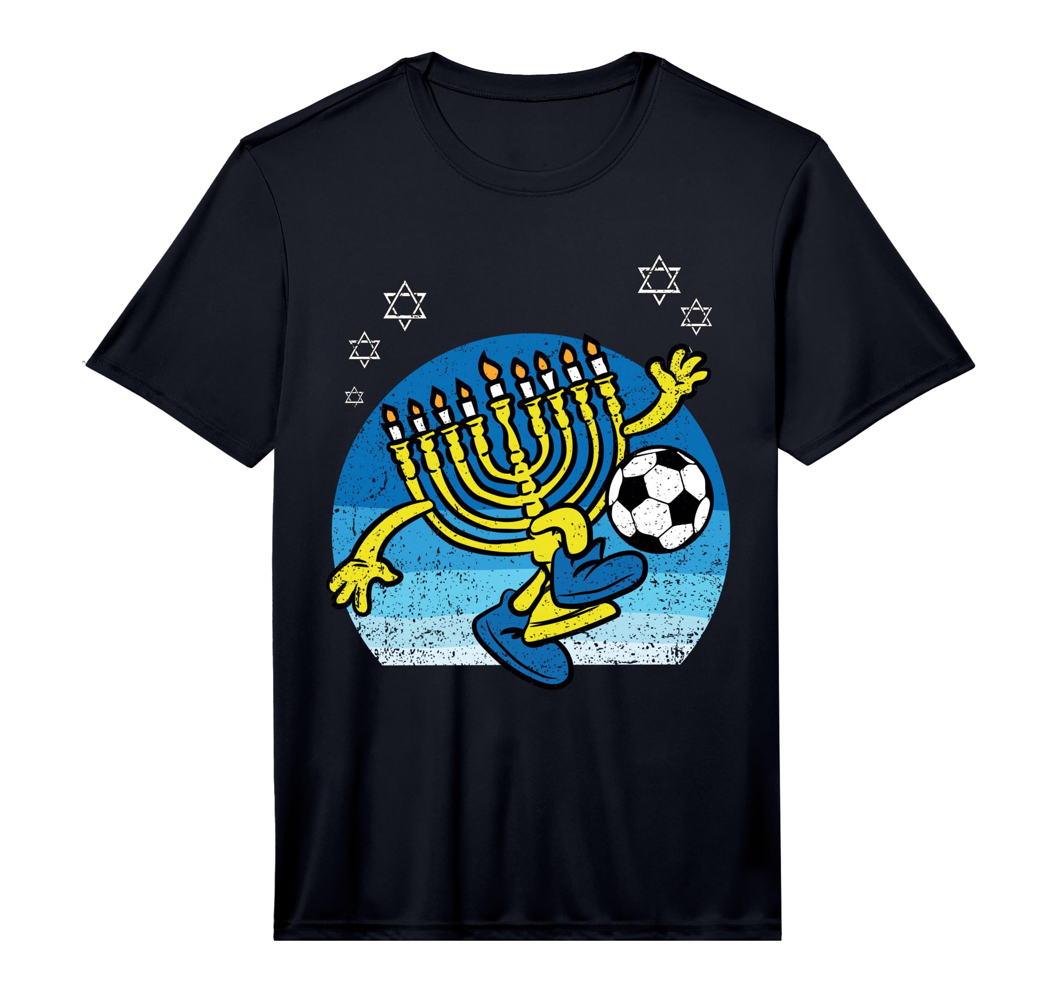 Menorah Soccer Player Hanukkah Chanukah T-Shirt - Graphic Print for Adults