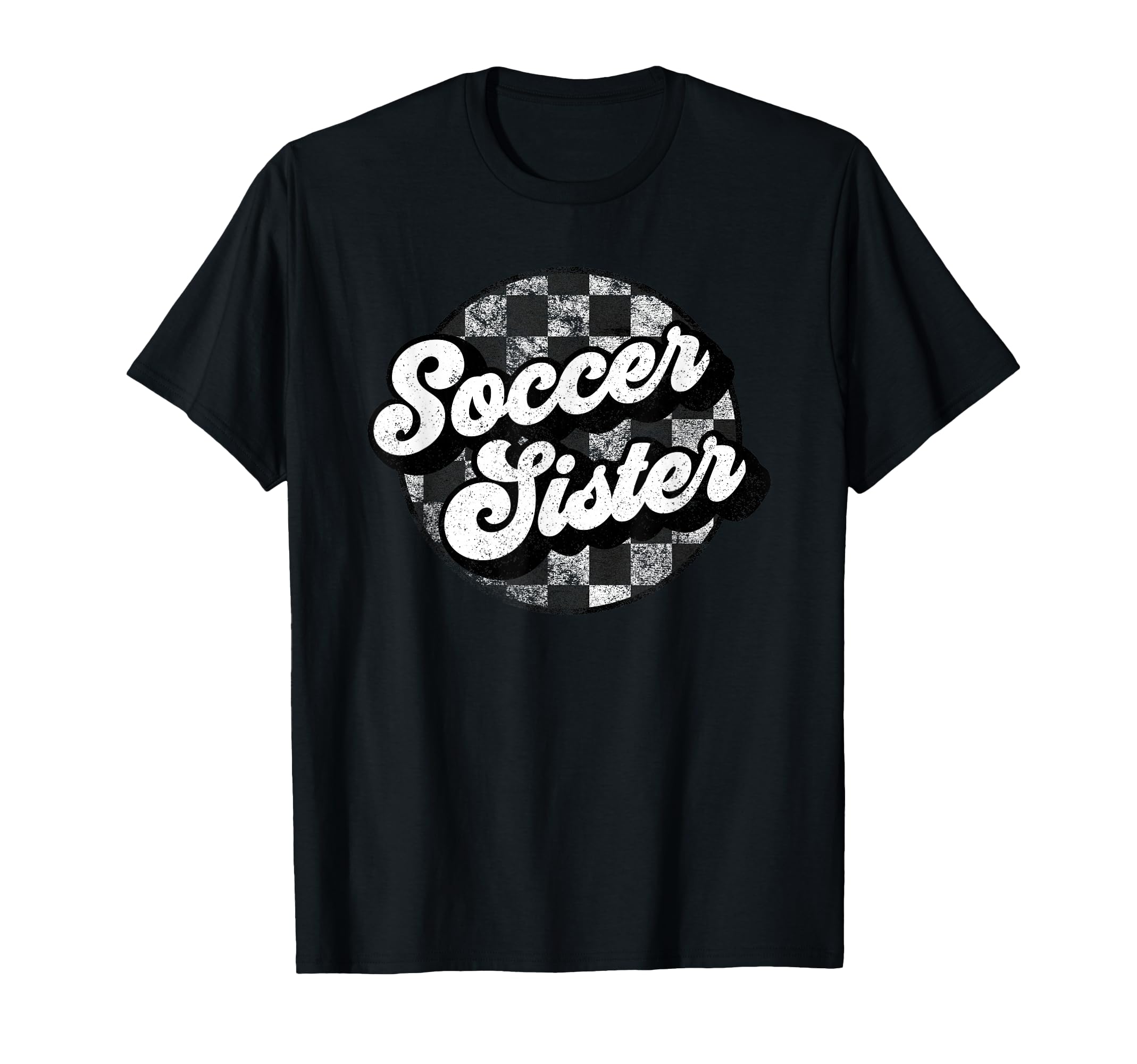 Soccer Sister Checkered Funny Here Snacks T-Shirt - Trendy Graphic Unisex