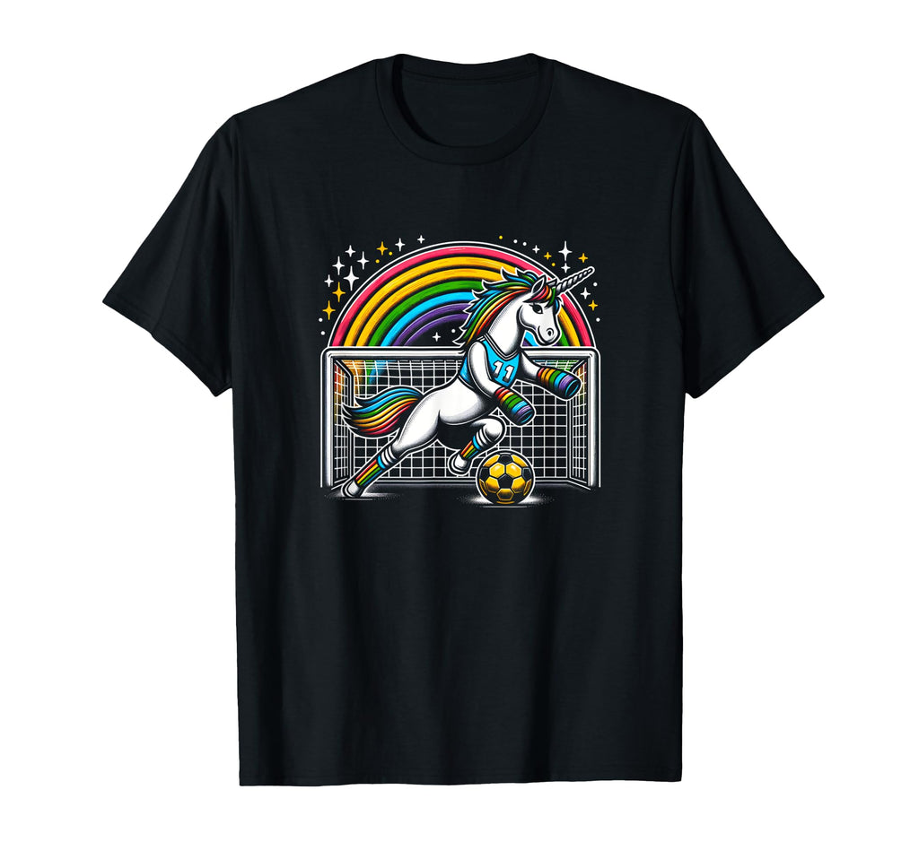 Unicorn Playing Soccer Goalie Keeper T-Shirt - Novelty Apparel Men Women