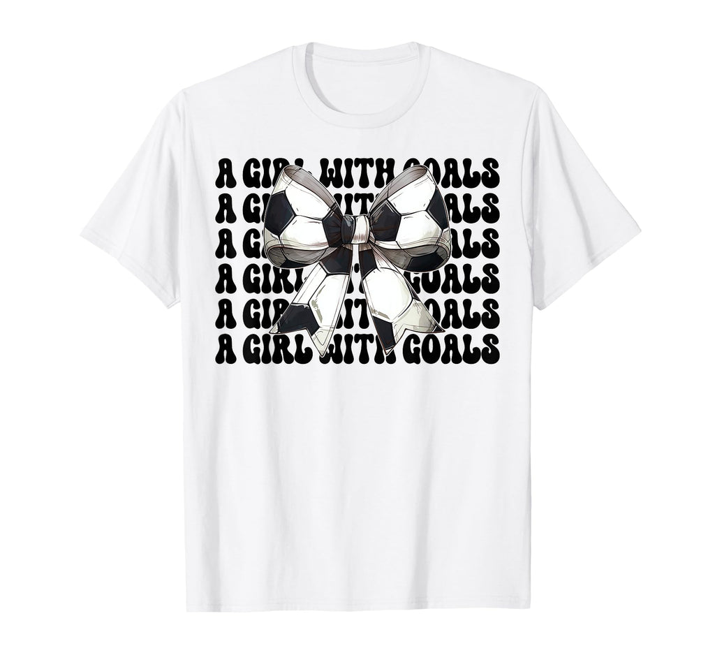 Goals Soccer Coquette Bow T-Shirt - Graphic Print Unisex