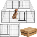 Dog Playpen,24 32 40 48 in(H) Pet Fence Outdoor for Rv Camping,Garden Fence Large Animal Barrie for Yard,11Ft(L)-56Ft(L) Black Metal Temporary Fencing