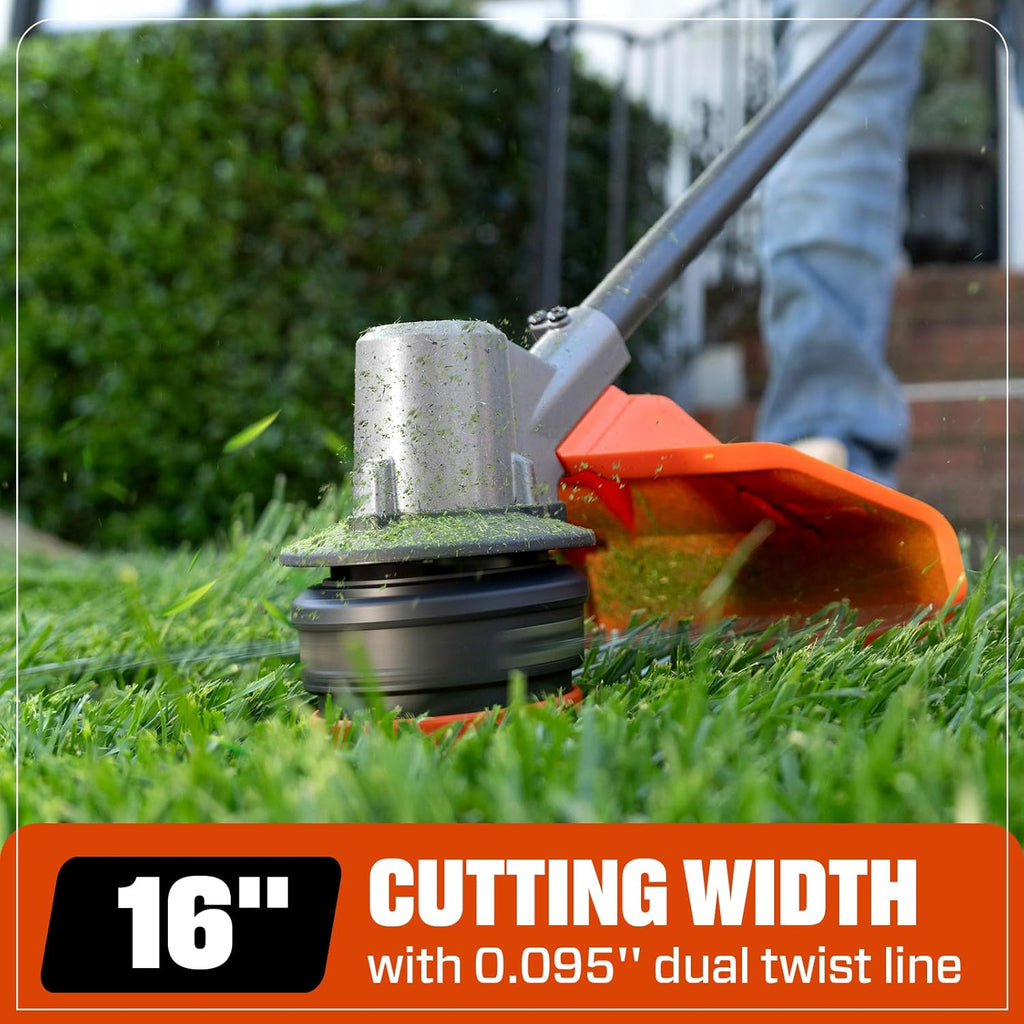 SENIX String Trimmer Cordless, X6 60V Max* 16-Inch Weed Wacker & Edger, Brushless, Variable Speed, Aluminum Shaft, Bump Feed, 3.0 Ah Lithium-ion Battery and Charger Included (GTX6-M)