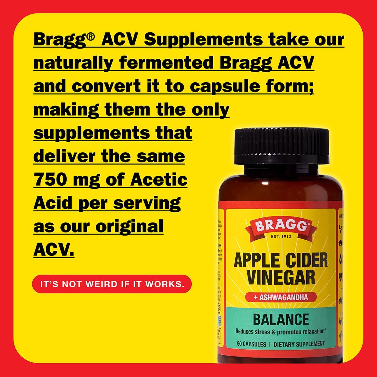 Bragg - Balance - Apple Cider Vinegar & Ashwagandha Capsules, 90 ct.