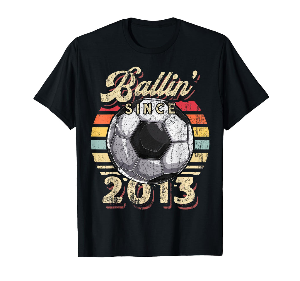 Ballin Since 2013 9Th Soccer Birthday T-Shirt - Trendy Graphic Men Women