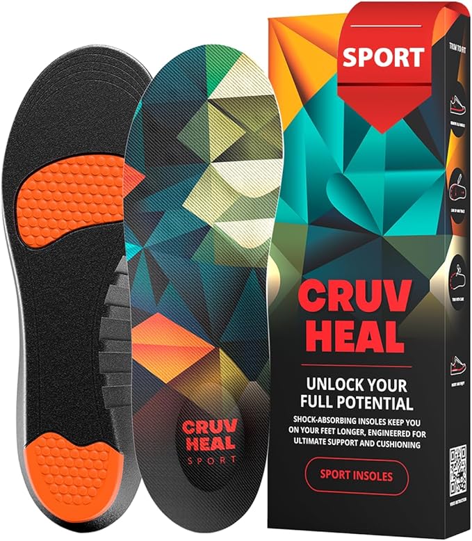 Sport Shock Absorbing Insoles - Athletic Shoe Cushioning Inserts for Men and Women - Ideal for Active Sports Running Training Hiking - Neutral Arch Good for Sneakers Shoes, M