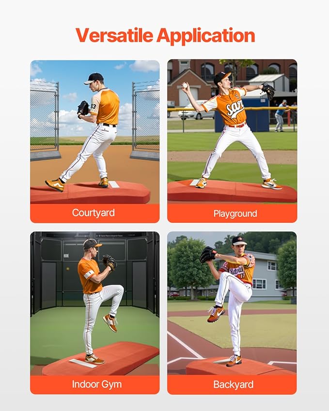 VEVOR Pitching Mound, Baseball Game Mound, Indoor/Outdoor Pitching Practice and Training Equipment, Softball Pitching Aids with Antifade Turf and Pitching Rubber