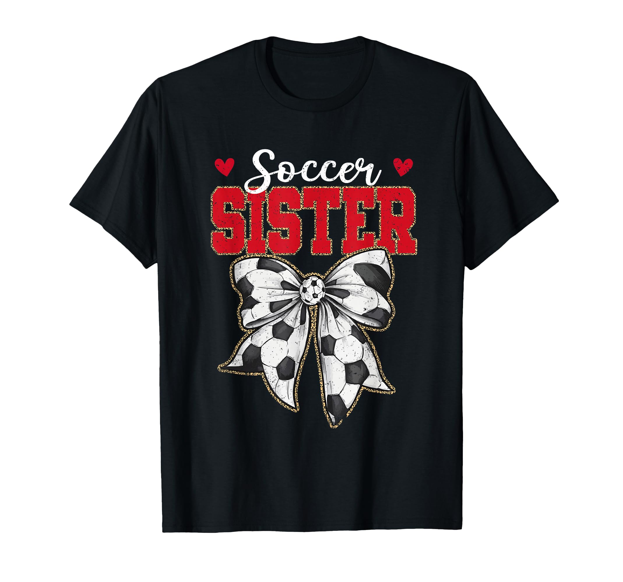 Soccer Sister Bow Leopard Soccer T-Shirt - Custom Art Print Men Women