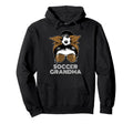 Funny Soccer Grandma Leopard Messy Bun Hoodie - Unique Graphic for Adults