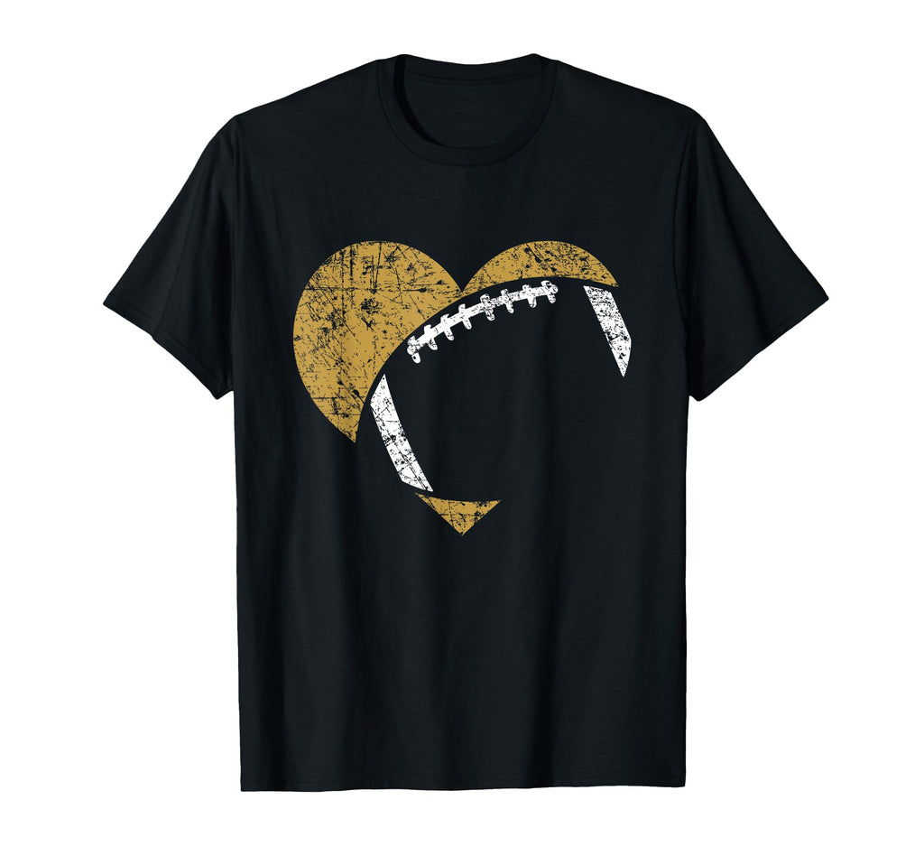 Football Heart Cutout Gold White Team T-Shirt - Fun Novelty Design Unisex