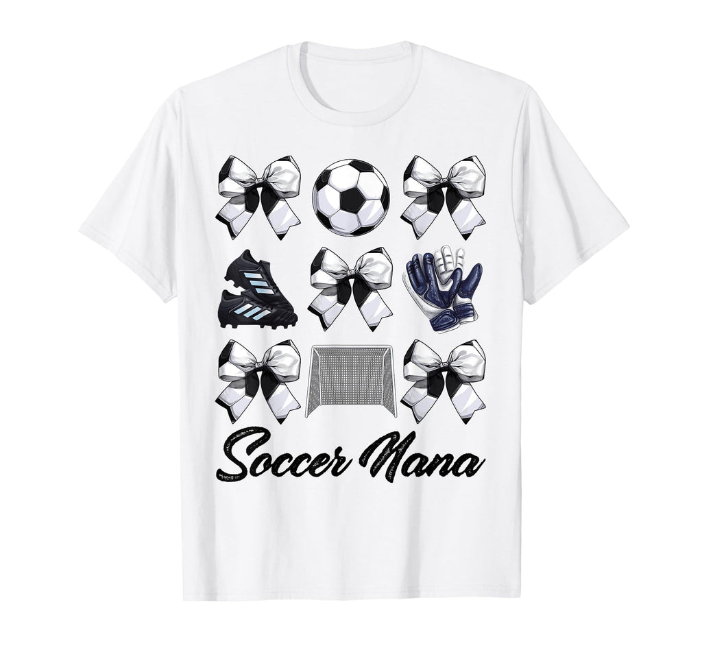 Soccer Nana Bow Soccer Mom Mommy T-Shirt - Aesthetic Graphic Unisex