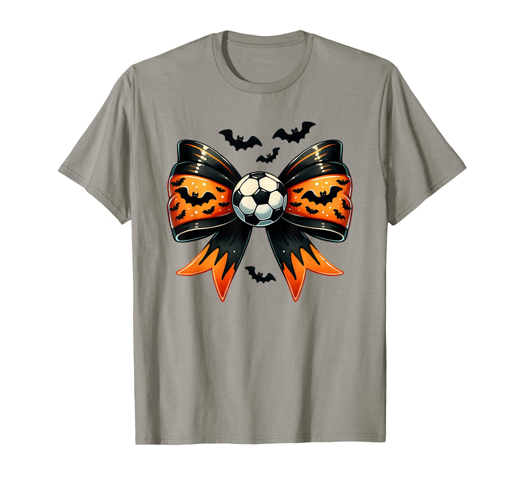 Halloween Soccer Spooky Coquette Bow T-Shirt - Casual Everyday Wear Unisex