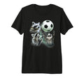 3 Racoon Soccer Howling Raccoon Head T-Shirt - Novelty Apparel for Adults
