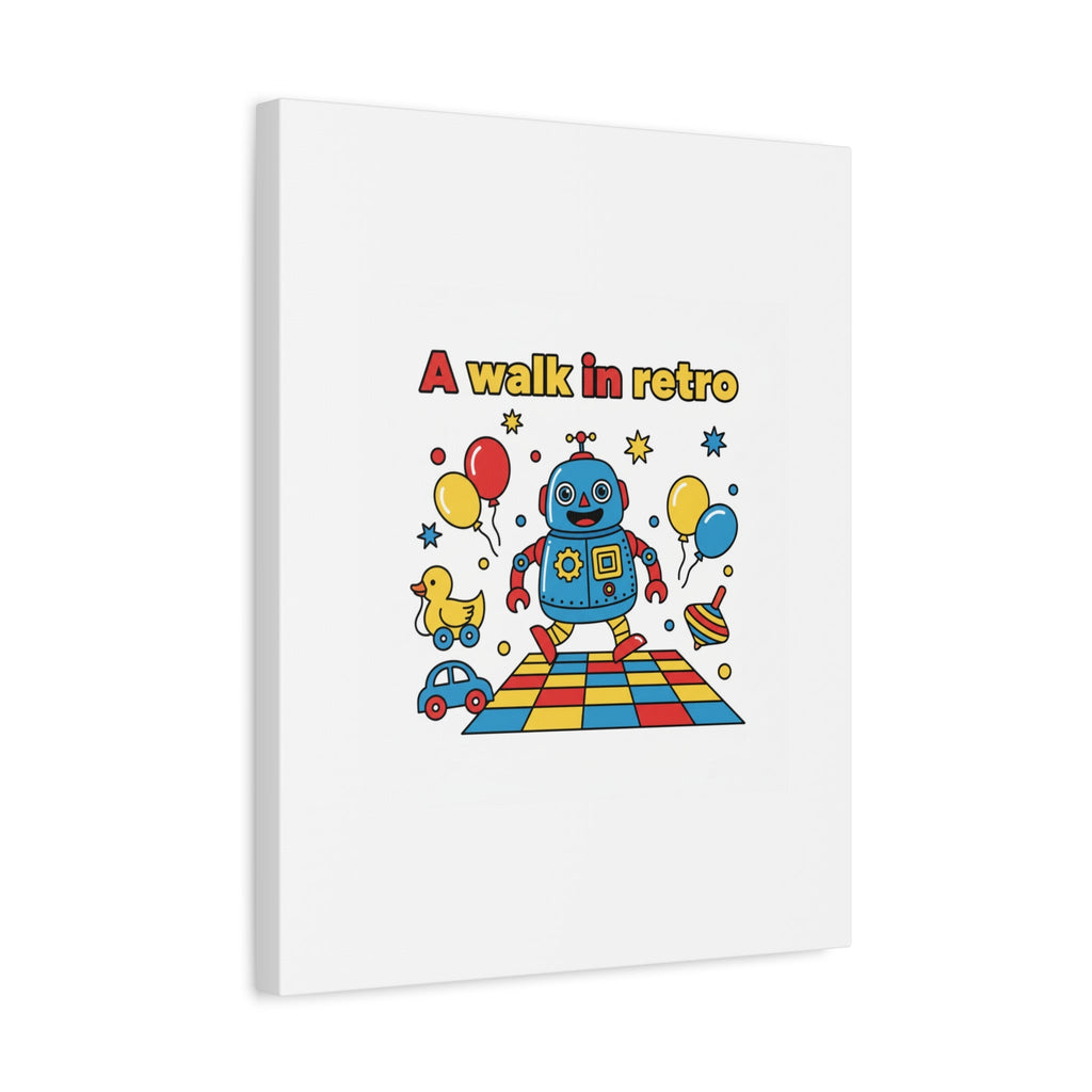 Retro Toy Robot Canvas | Throwback Kid, Primary Color Nostalgia