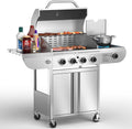 Gas Grill,Heavy-Duty Stainless Steel BBQ Grill,4 Burner Gas Grill with Side Burner,42000 BTU Propane Grill for Outdoor Cooking,Barbecue,Garden and Patio Backyard