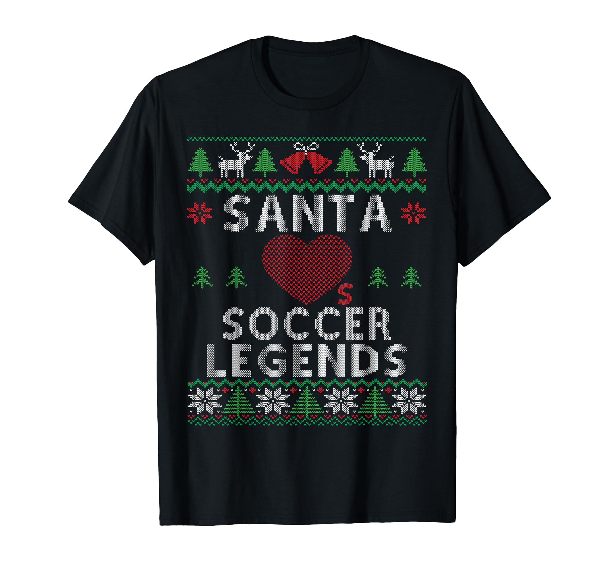 Santa Loves Soccer Legends Funny T-Shirt - Casual Everyday Wear Men Women