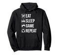 Funny Eat Sleep Game Repeat Gaming Hoodie - Streetwear Style for Adults