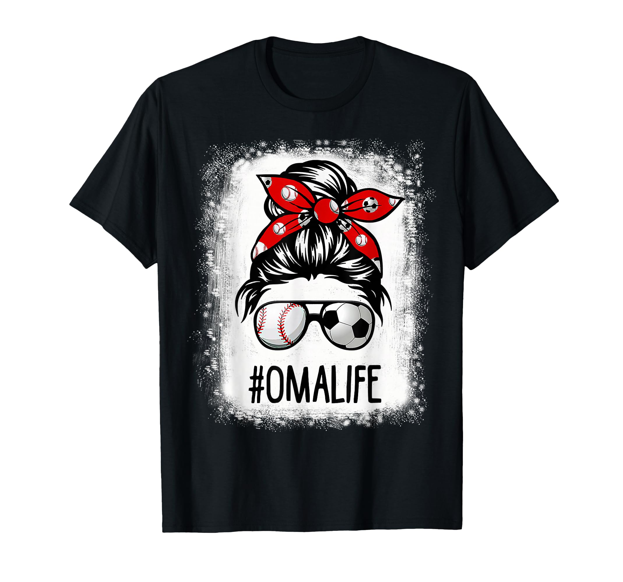 Bleached Oma Life Soccer Messy Bun T-Shirt - Streetwear Style Unisex
