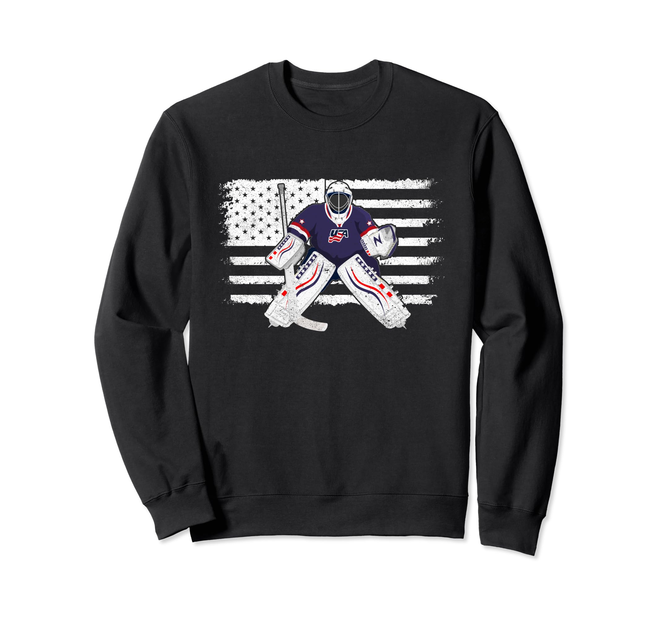 Usa Flag Ice Hockey Enthusiast Sweatshirt - Casual Everyday Wear Unisex